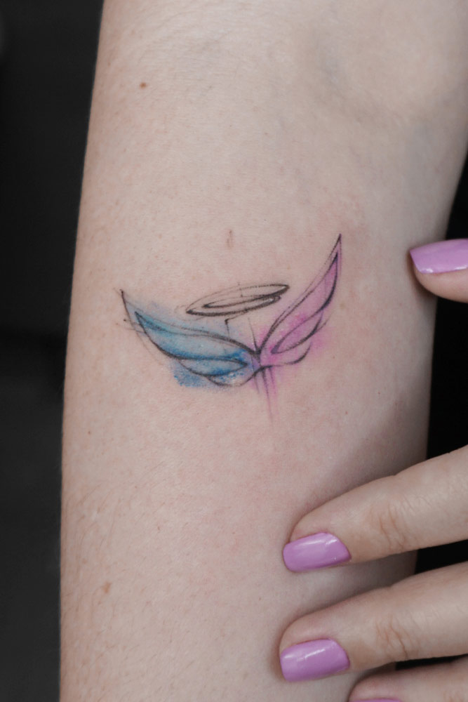 Watercolor Wings Tattoo
