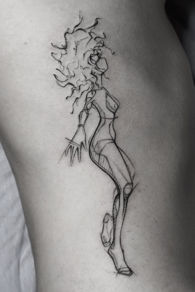 Outline Lady Tattoo