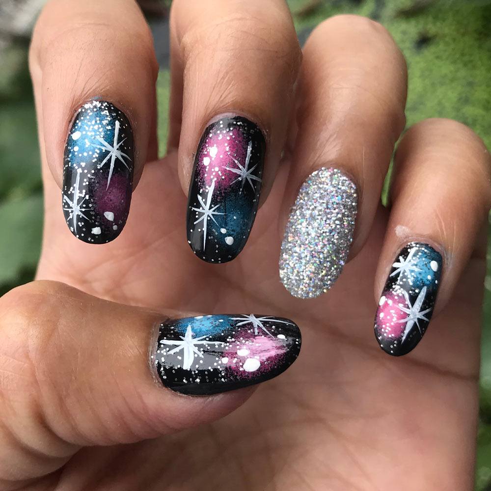 Galaxy Nails with Accent Nail