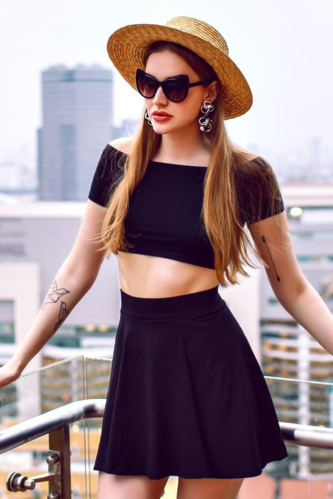 Black Crop Top with Mini Skirt