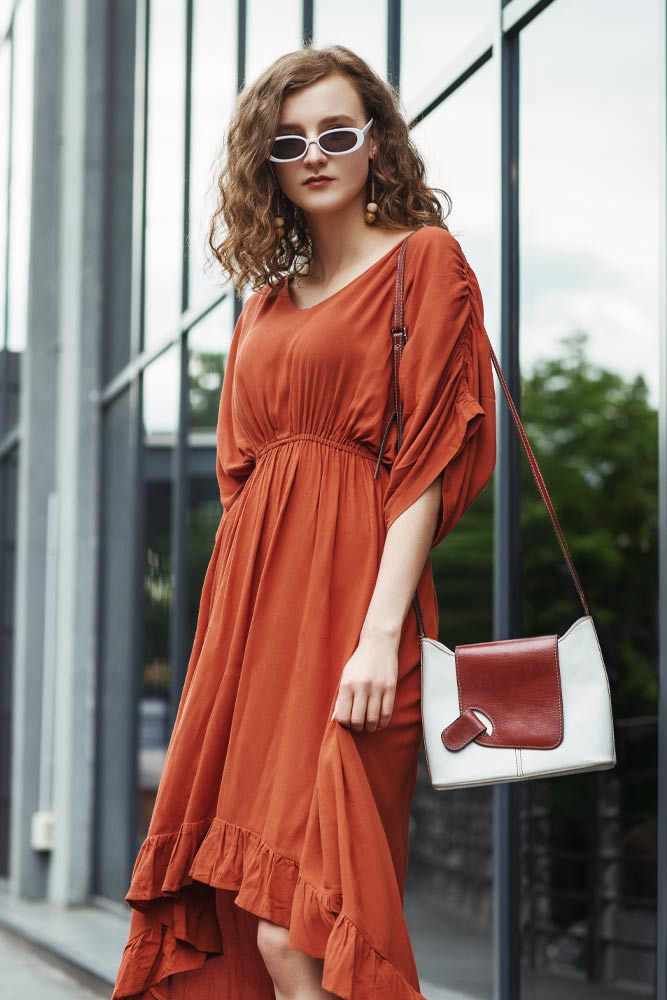 Red Ruffled Midi Dress