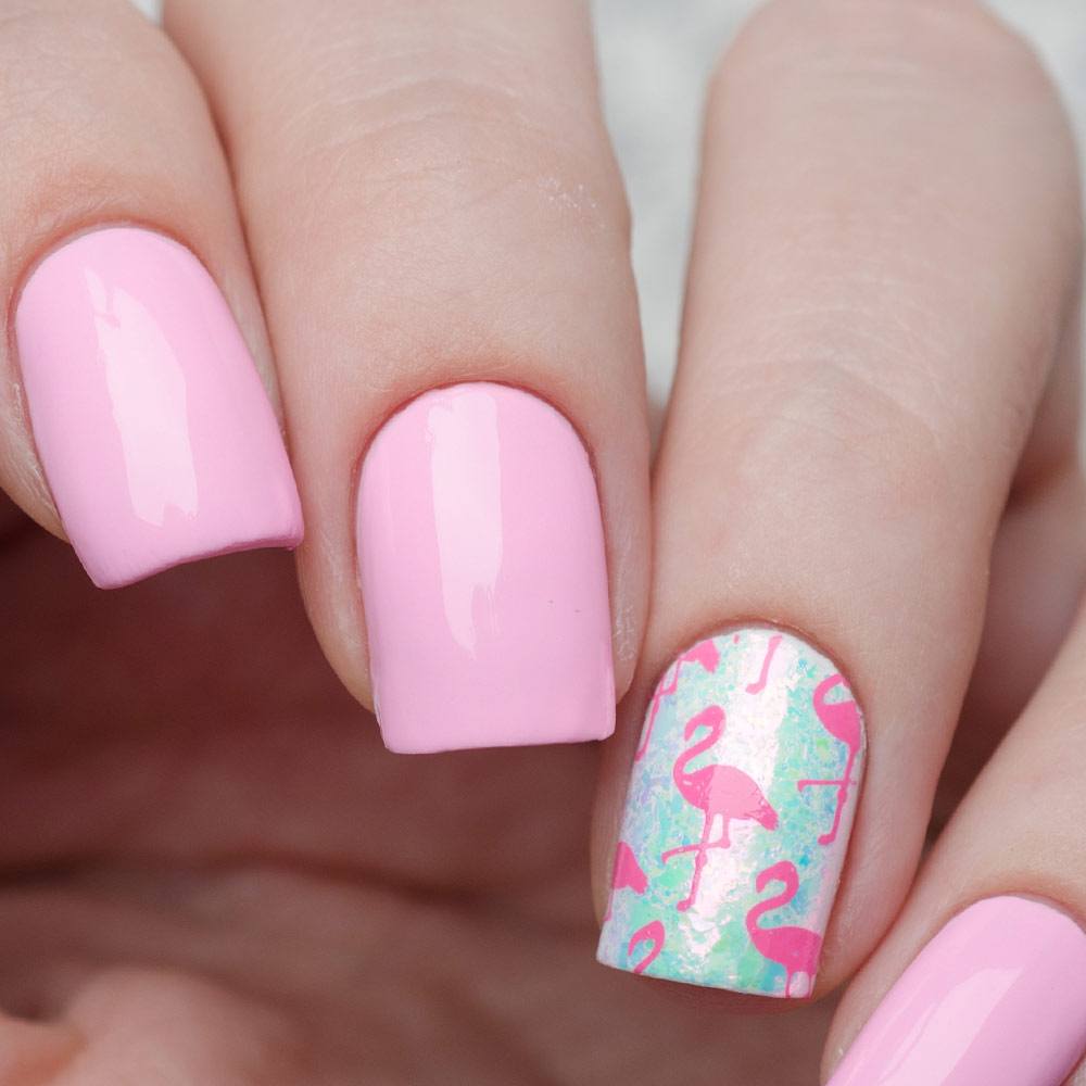 Pink Nails with Accent Nail