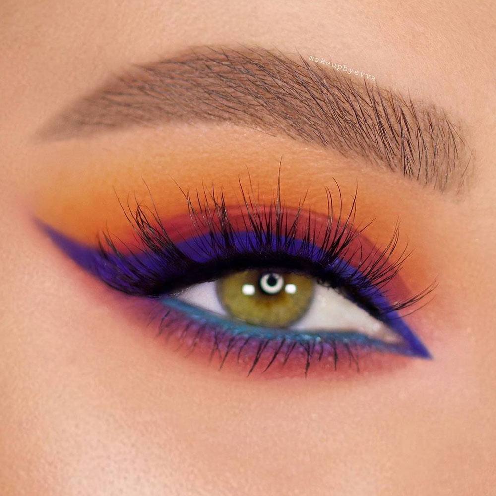 Juicy Colorful Summer Makeup with Blue Eyeliner