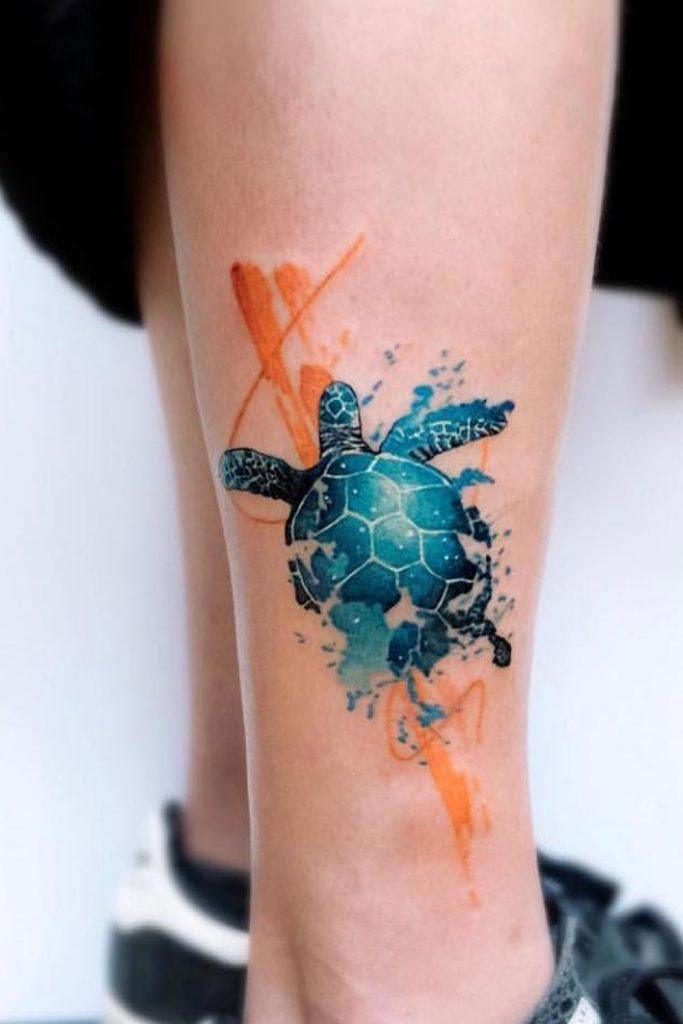 Watercolor Turtle Tattoo