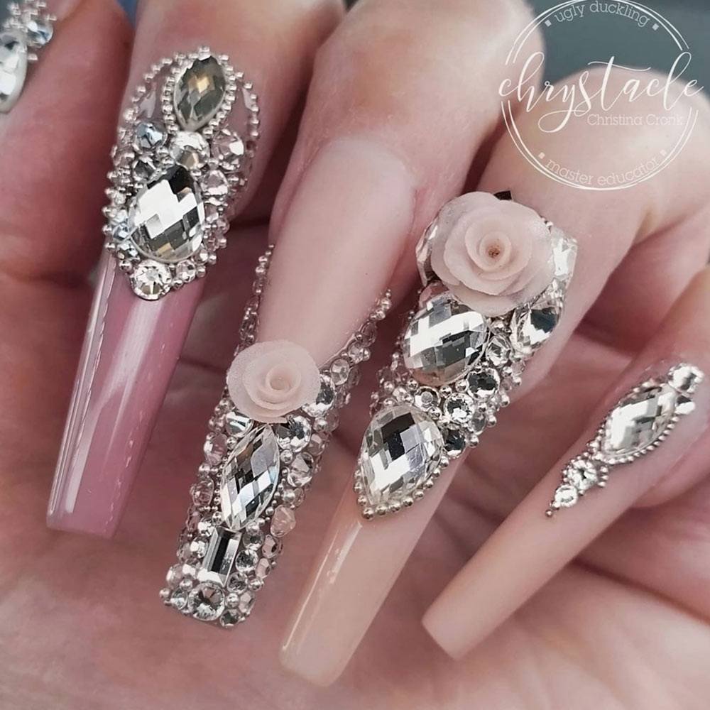 Acrylic Nails Tutorial | Clear Bling Nails - YouTube