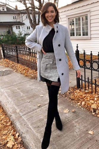 Skirt and OTK Boots Outfits