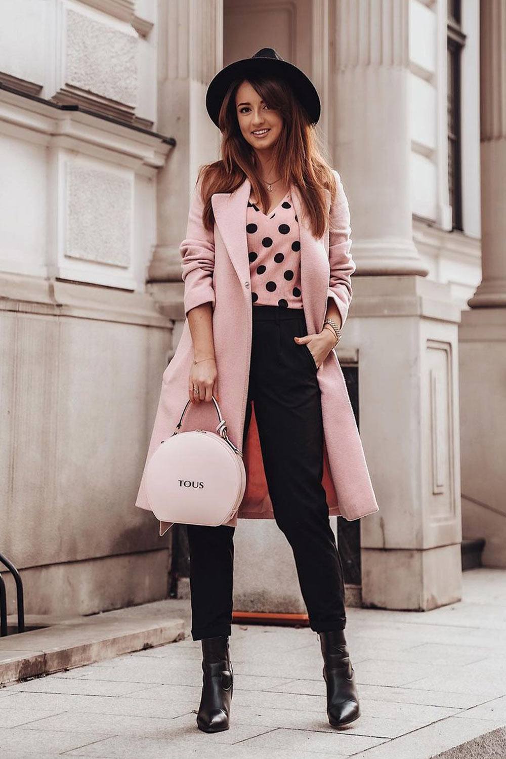 Fall Look with a Pink Coat