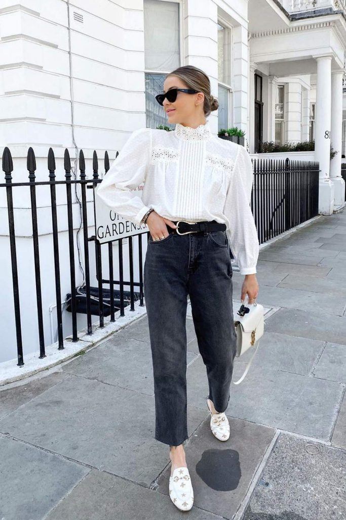 Preppy Look with a Vintage Blouse