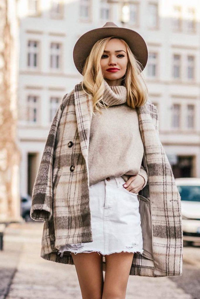 Preppy Look with Plaid Coat