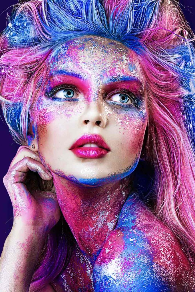 Pink and Blue Fantasy Makeup