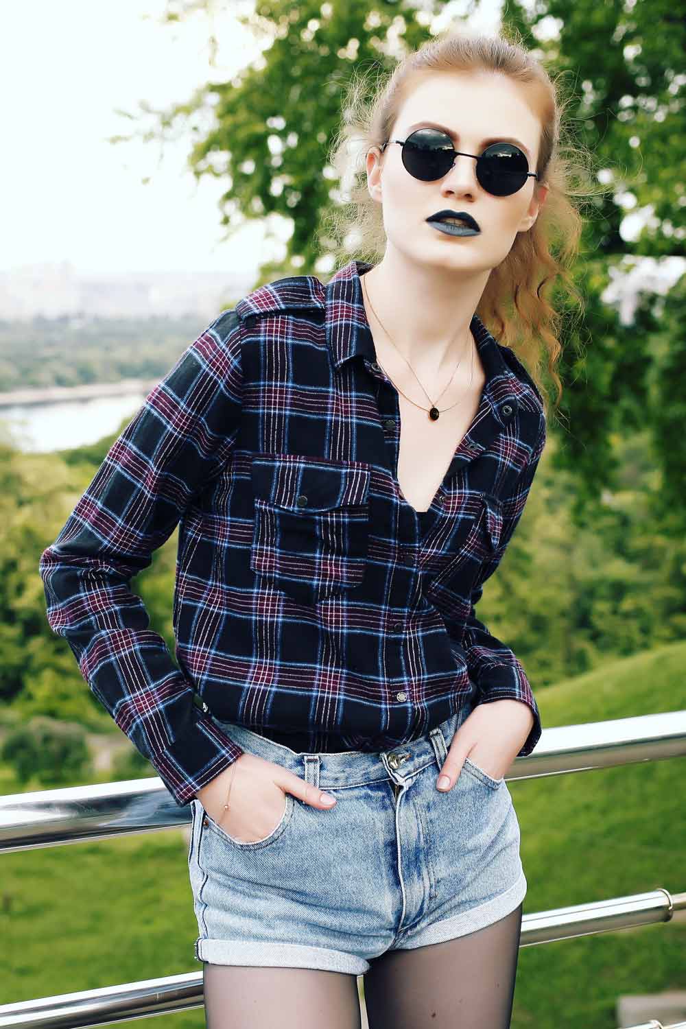 Grunge Style with Flannel Shirt