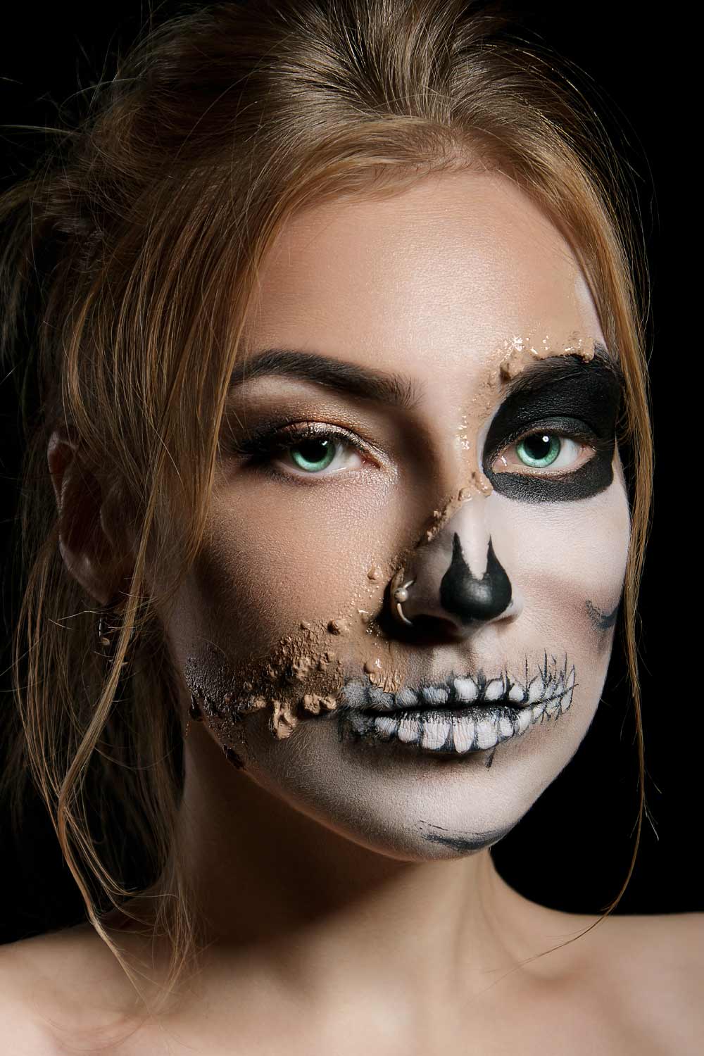 Half Face Skeleton Makeup
