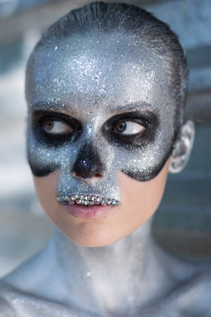 Skeleton Makeup with Glitter