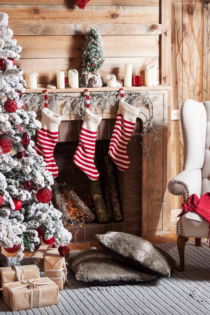 Christmas Fireplace Decoration with Socks