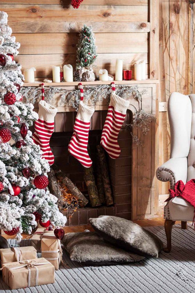 christmas fireplace with stockings