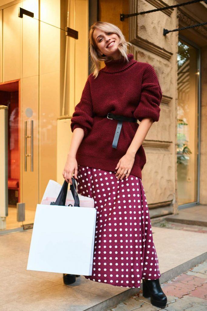 Belted Sweater and Long Skirt