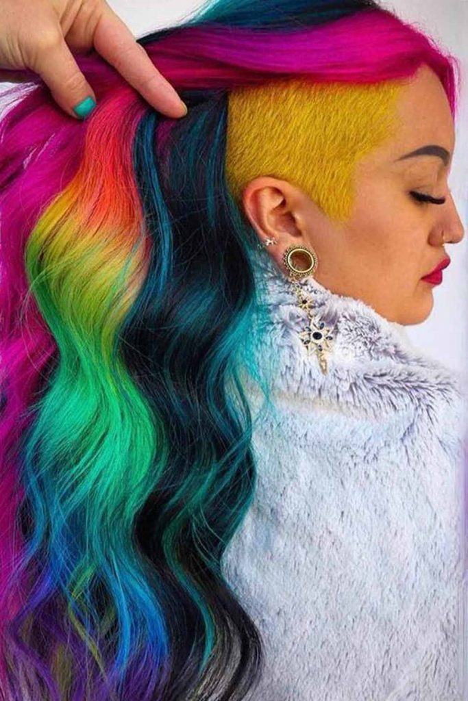 Long Rainbow Hair with Undercut