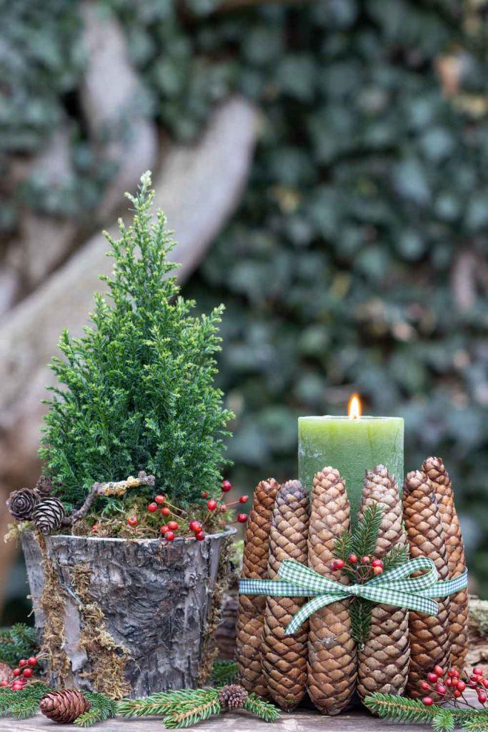 Outdoor Christmas Decoration with Candle
