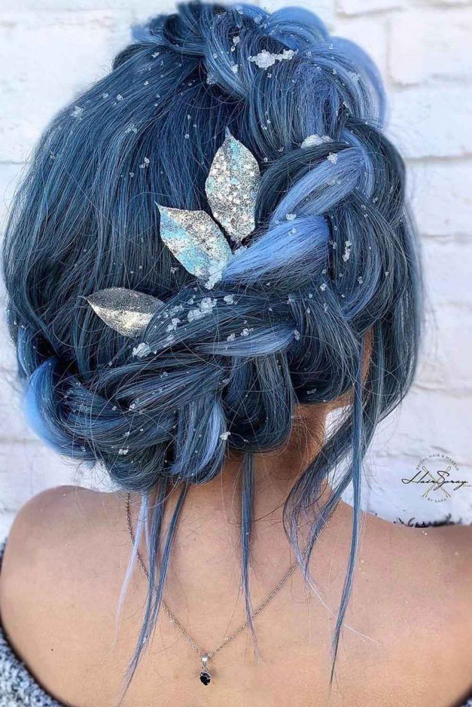 Blue Colored Updo with Accessory