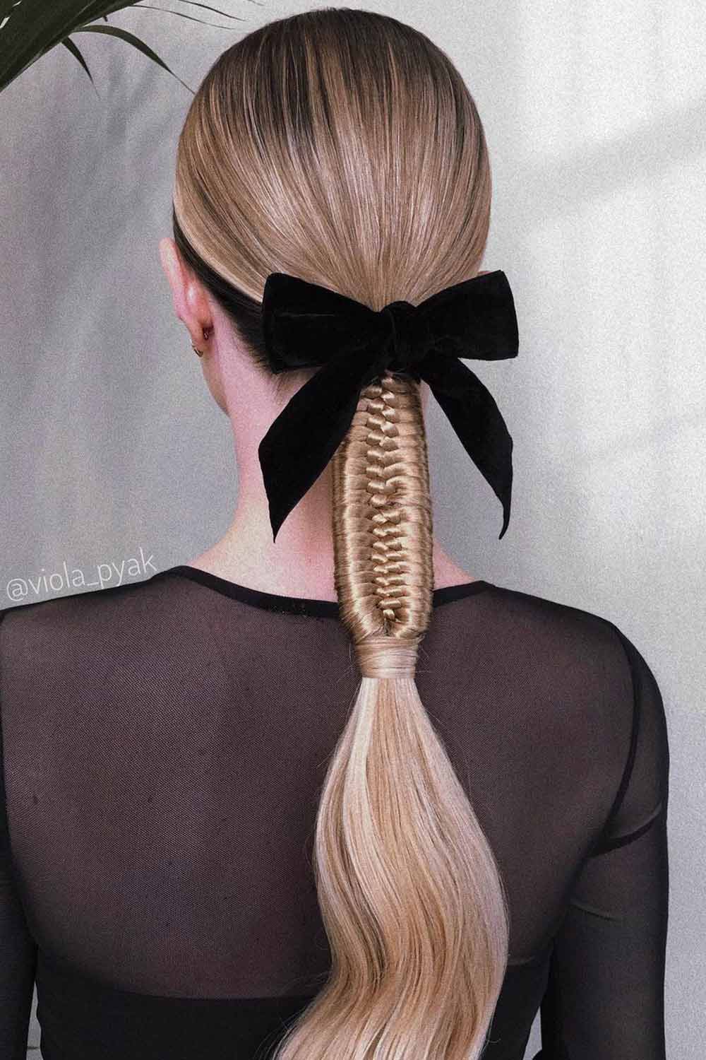Romantic  Hairstyles With Black Ribbon