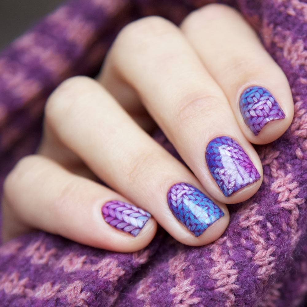Purple and Blue Colored Nails