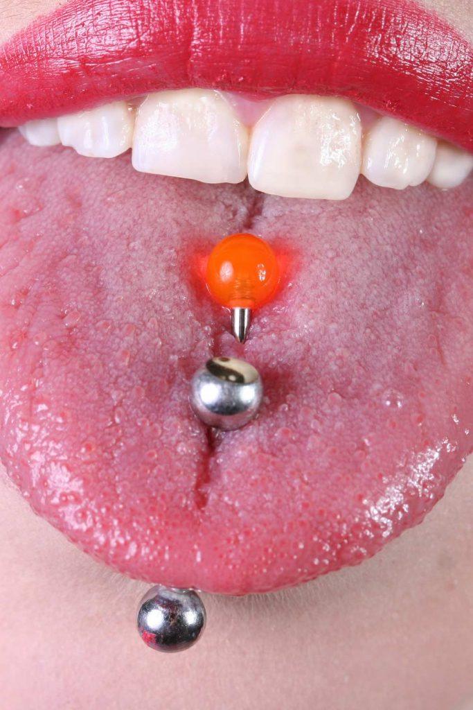 Vertical tongue piercing