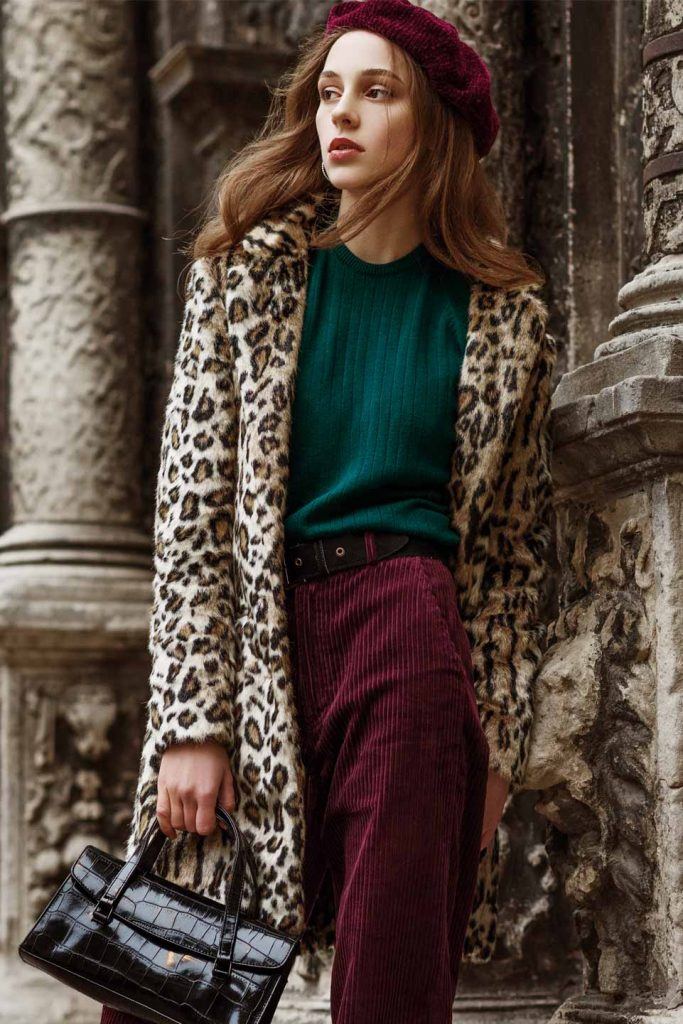 Leopard Faux Fur Coat Outfits
