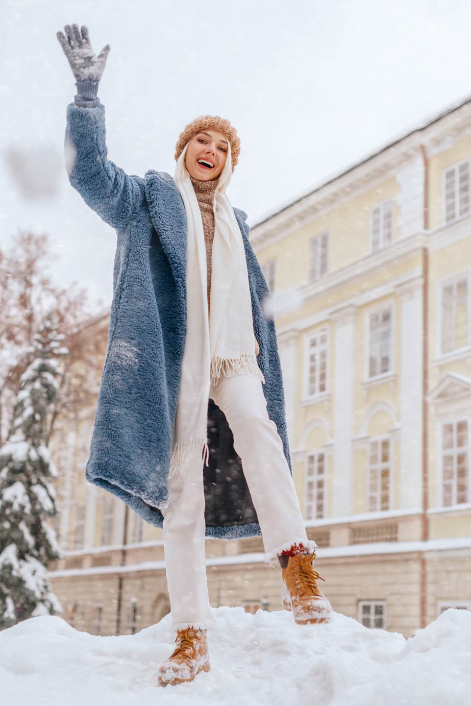 Blue Faux Fur Coat