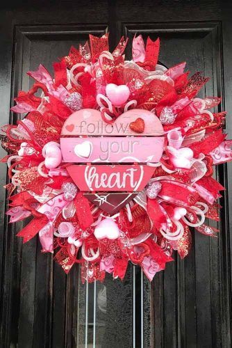 Red Ribbons Wreath For Valentines Day Decor
