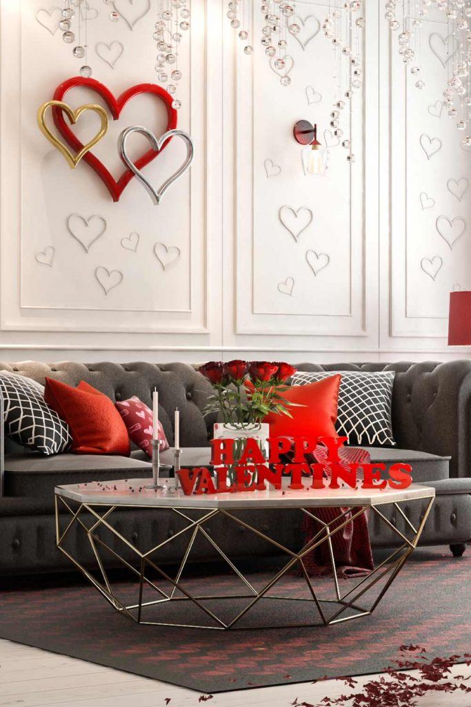 Valentines Room Decoration Idea with Red Accent