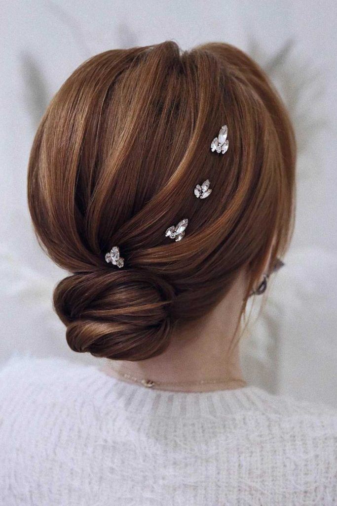 Low Bun Updo Hair with Accessories