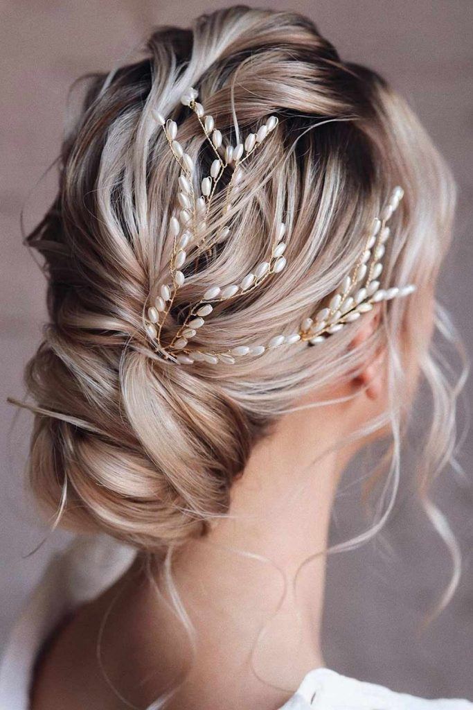 Low Updo Hairstyle with Hair Accessory