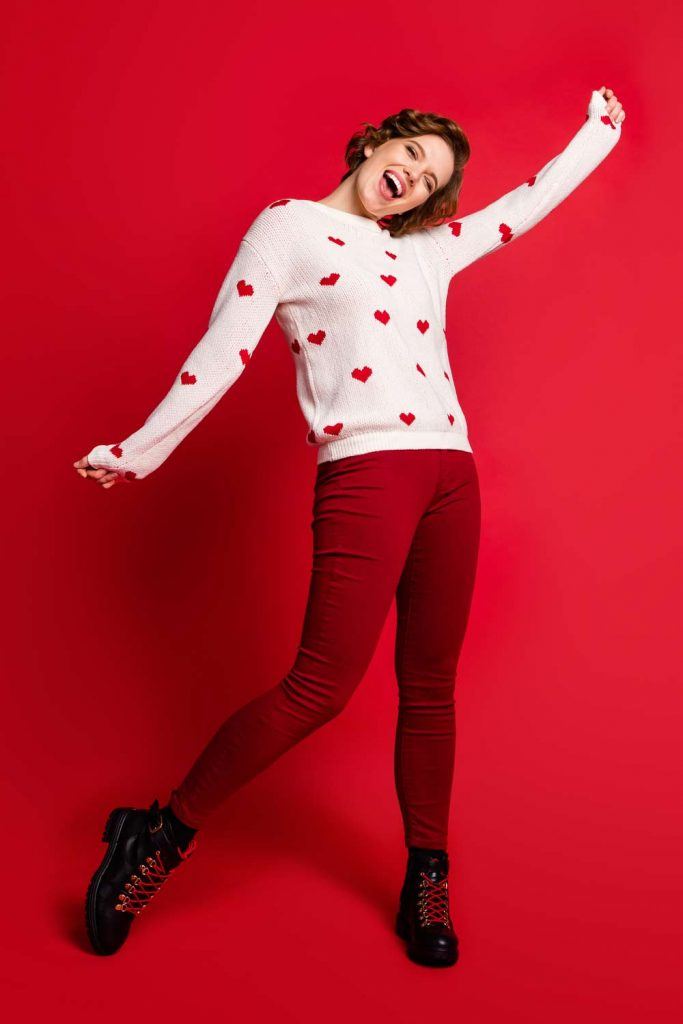 Red Jeans and Sweater Outfits for Valentines Day