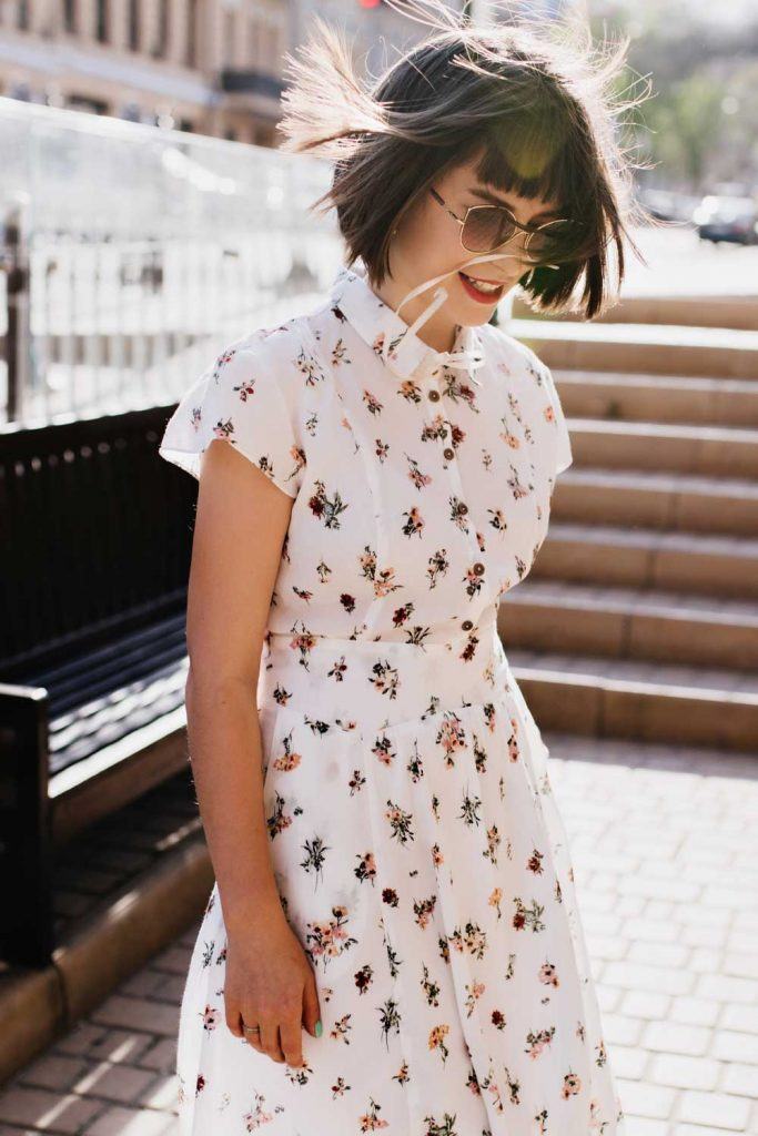 Cute White Floral Dress for Valentines Day