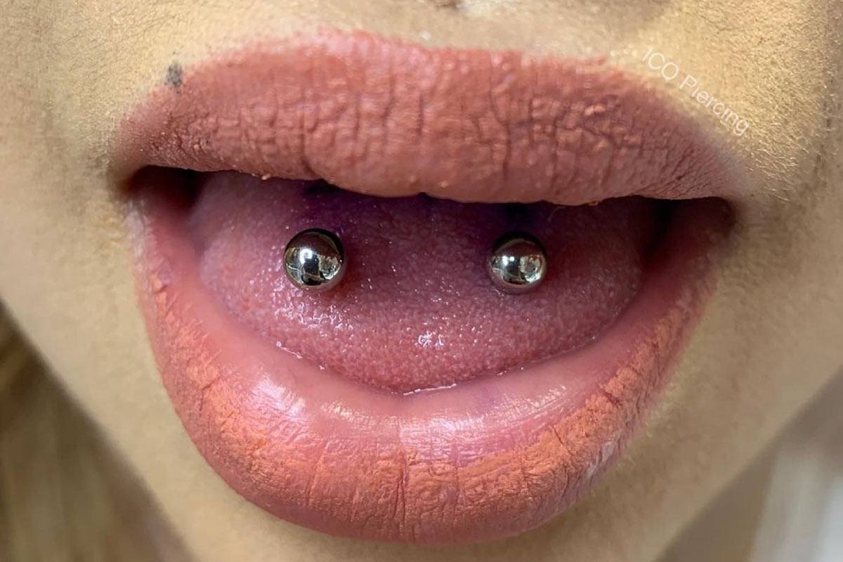 Frog bites tongue piercing