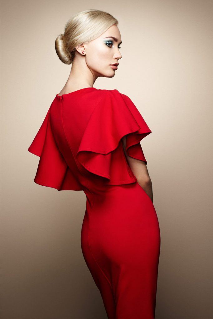 Red Dress with Ruffle Sleeves