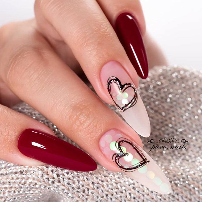 Valentine's Day nails inspo heart design in 2022, Red acrylic nails,  Classy acrylic nails, Cute nails