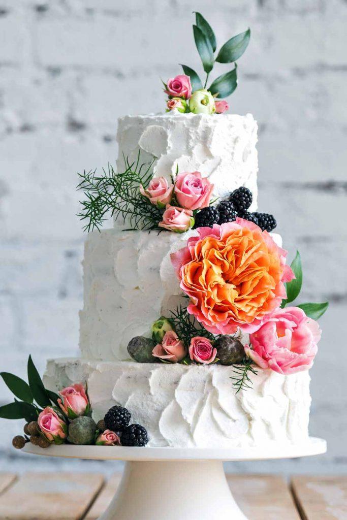 Floral Designed Wedding Cake