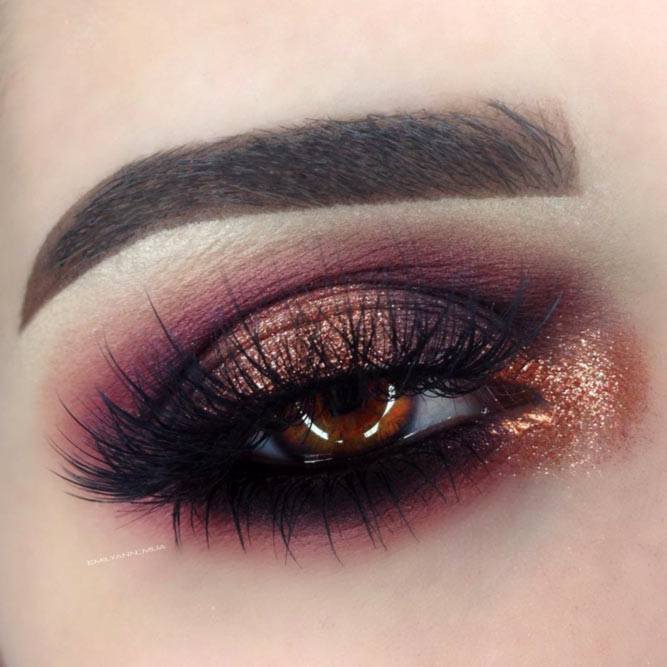 Burgundy Gold and Black Eyeshadows on Brown Eyes