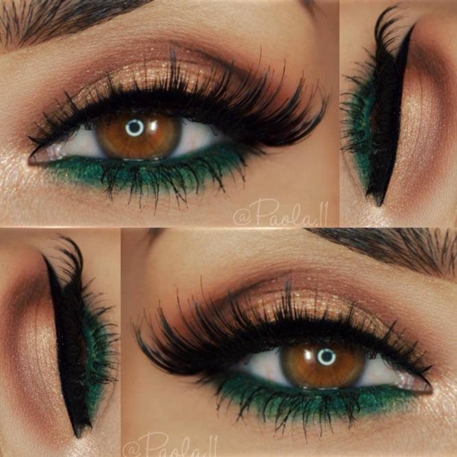 Green and Brown Eyeshadows on Brown Eyes