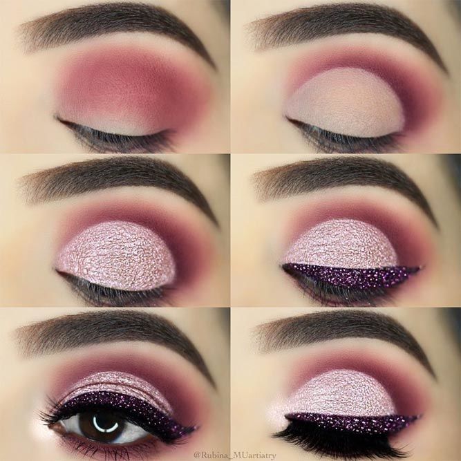 Pink Glitter Cut Crease Makeup #cutcrease