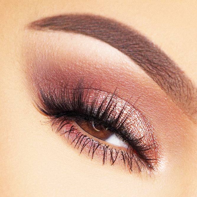 Shimmer Nude Shadow With Eyeliner For Brown Eyes #eyeliner