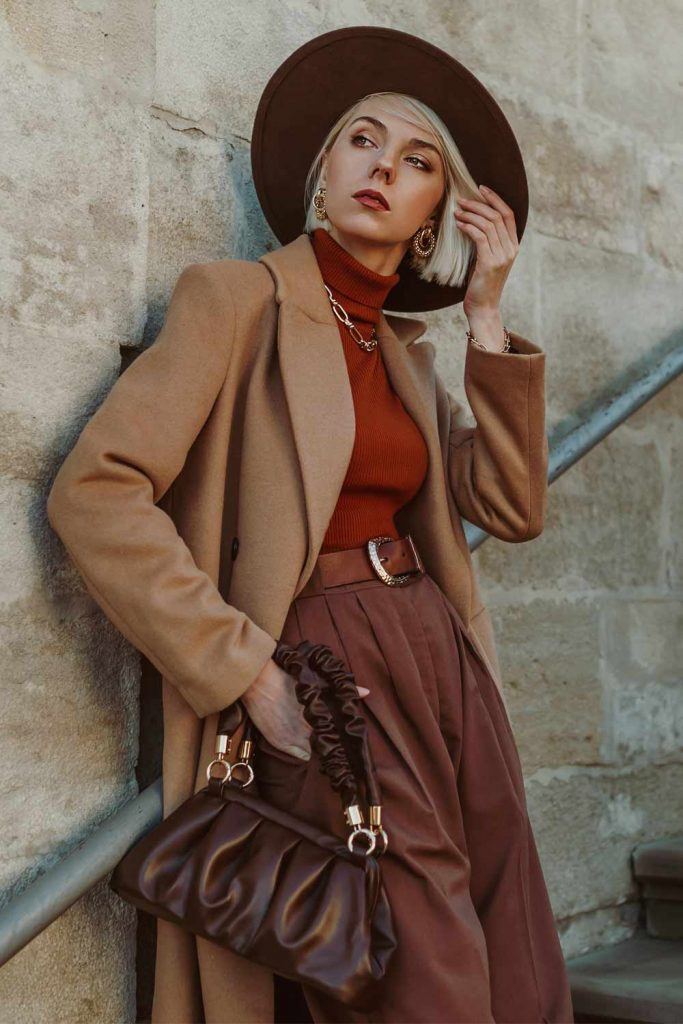 Brown Colored Work Outfits with Blazer