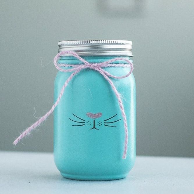 Painted Bunny Mason Jar #paintedjar