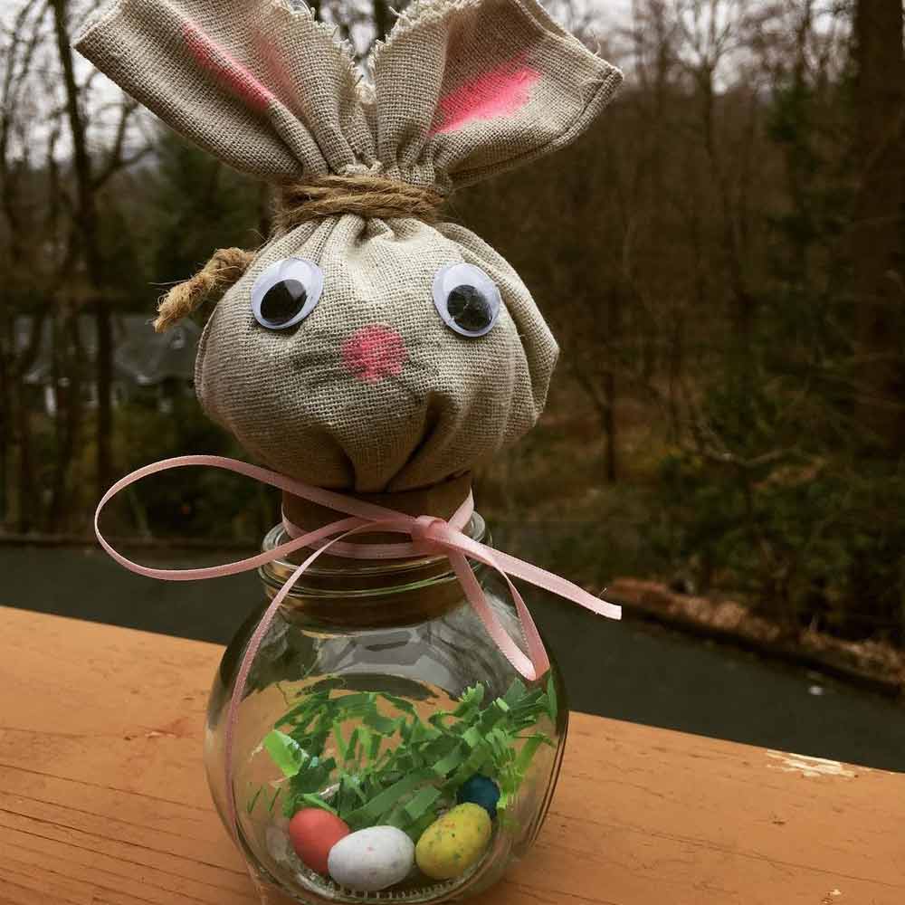 Candy Jar With Burlap Bunny Craft #burlapeasterbunny