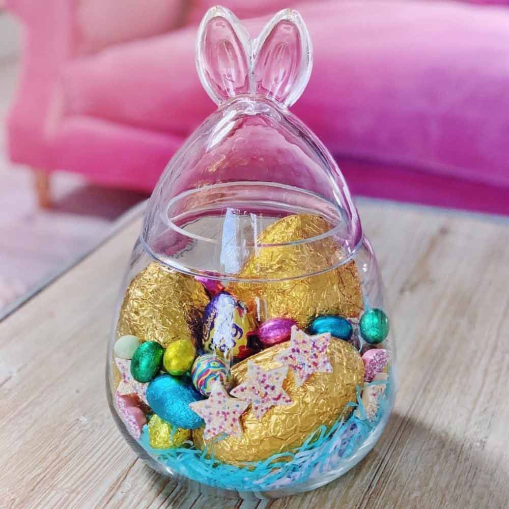 Clear Egg Jar With Bunny Ears #bunnyjar