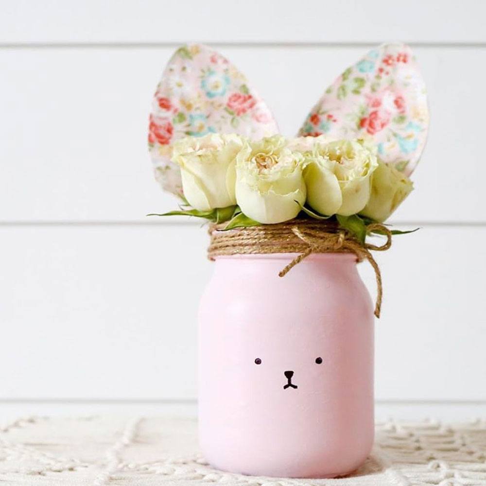 Roses Mason Jar Easter Centerpiece #bunnyjar