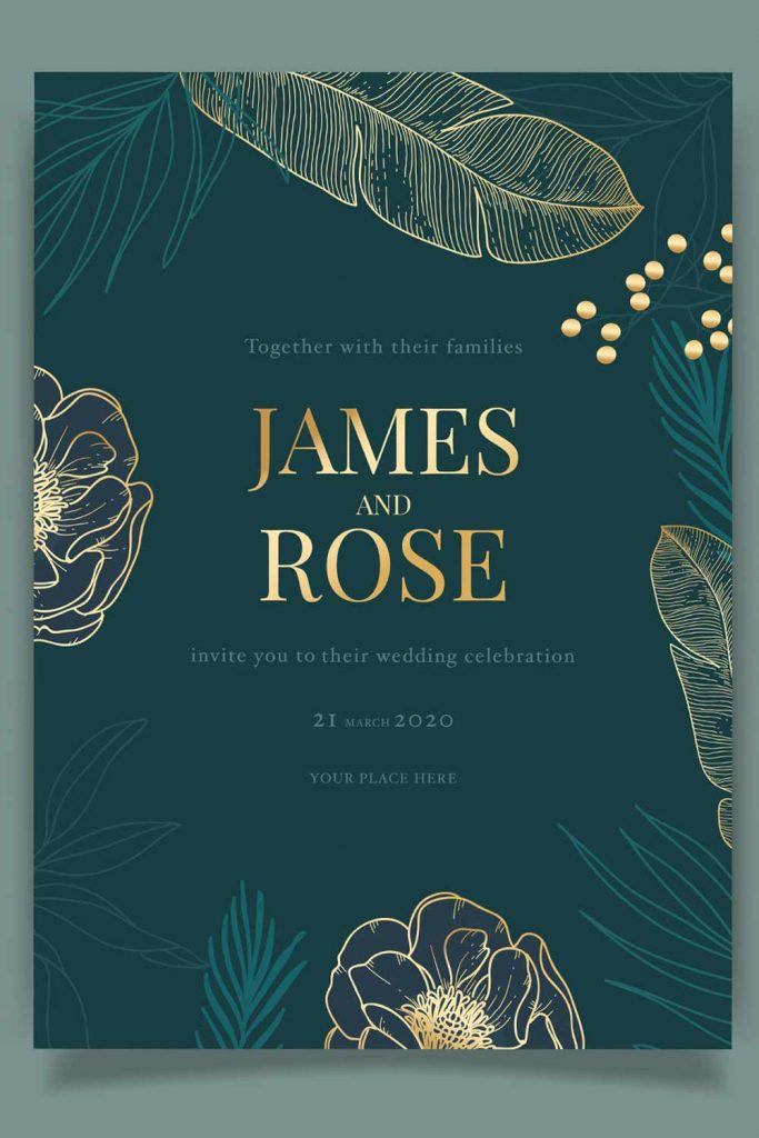 Emerald and Gold Colors Invitation