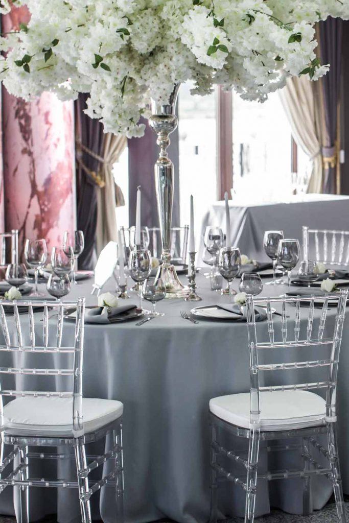 Grey and Dust White Table Decoration