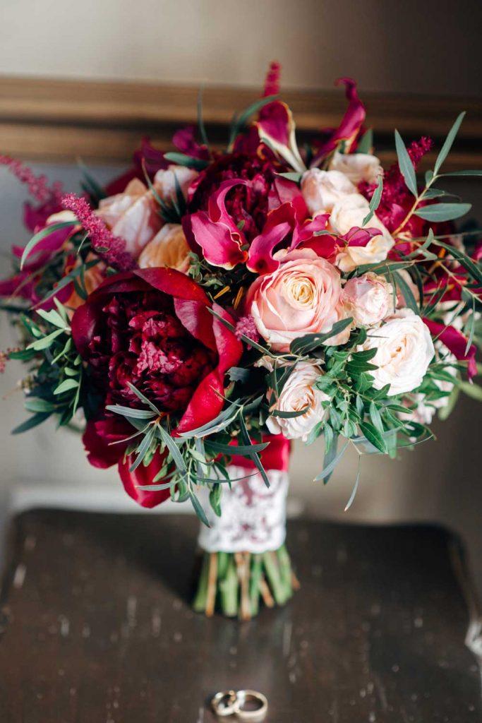 Maroon and Green Flowers for Fall Wedding
